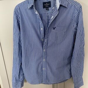 American Eagle Outfitters Blue Striped Men's Shirt